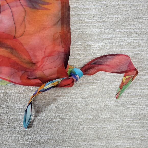 Cocoon House Kimono Silk Top Womens S/M Watercolor Swirl Side Tie Art To Wear - Picture 5 of 16